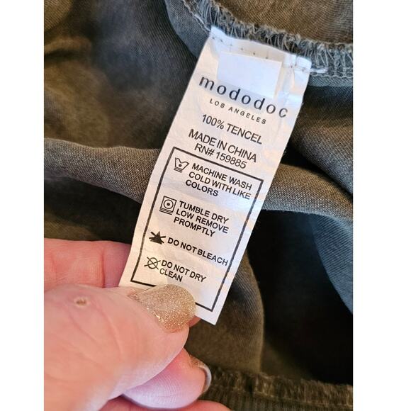 Mododoc High Waisted Ribbed Woven Tencel Pull On Jogger Women Size S Olive Green - Picture 3 of 3